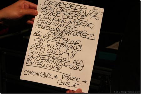 setlist du concert a paris le 6 juillet 2007